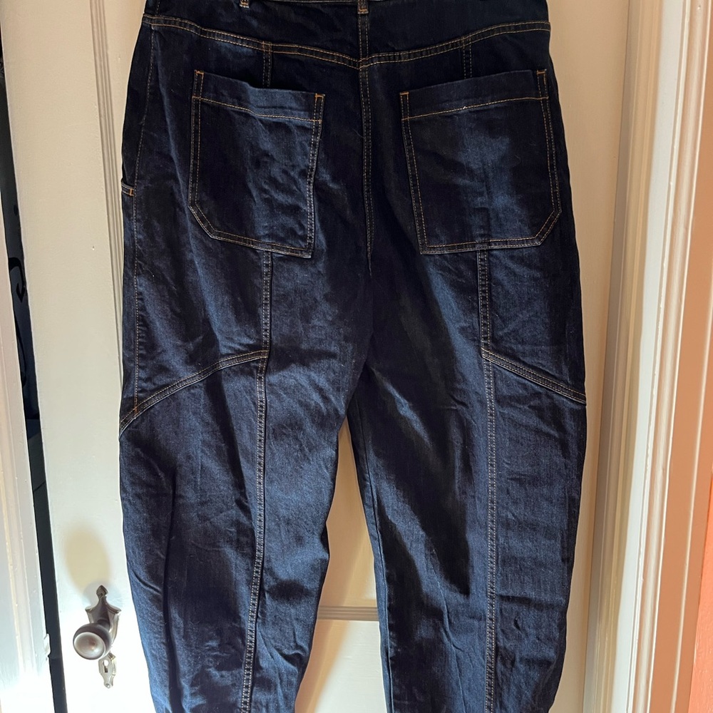 Ulla Johnson Keaton Pleated, High Rise Dark Indigo Jeans - Picture 3 of 6